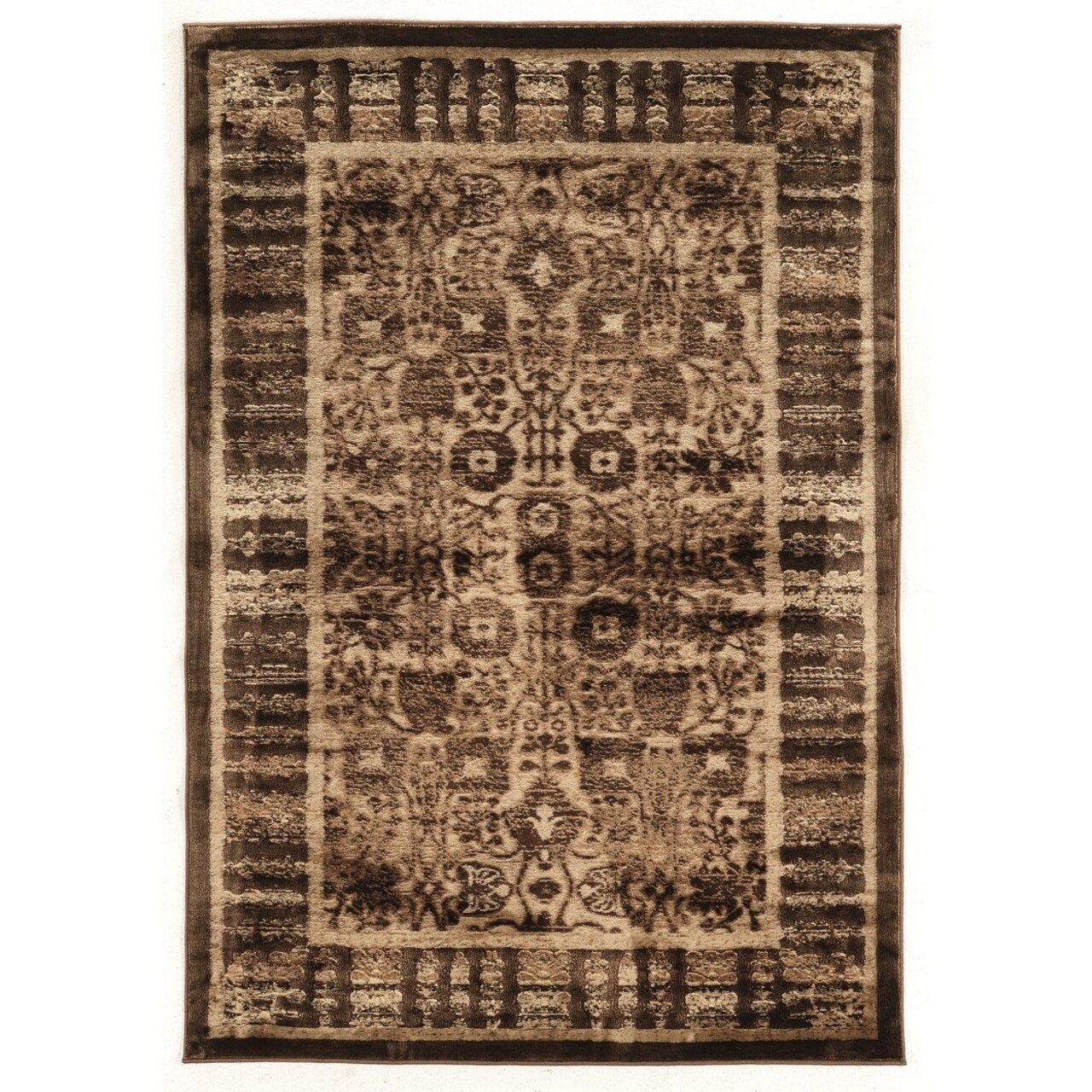 Platinum Isphahan Brown Area Rug 5X7.6 Modern Design Easy Care Polyester